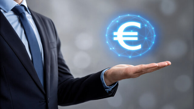 Holographic projection of the euro symbol