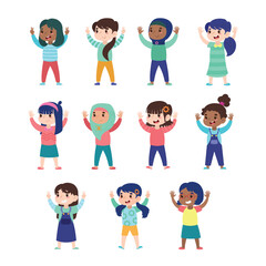 Girl Raising Hands Illustration Collection