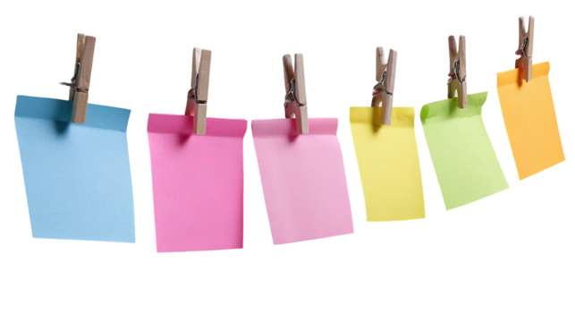 Sticky Notes in Pastel Shades with Positive Quotes Pinned Near Each Other on Transparent Background