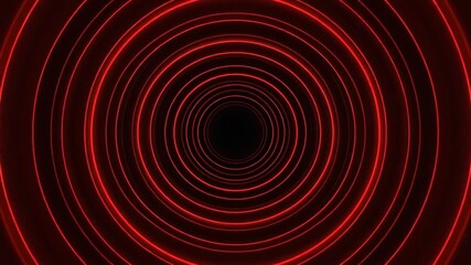 Concentric glowing red rings forming a tunnel-like visual effect, converging toward a central black void.
