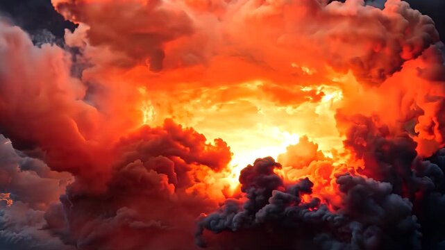 Powerful Fireball Cloud in Dramatic Sky