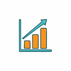 Visual representation of business growth and financial progress with an upward trending bar chart and arrow