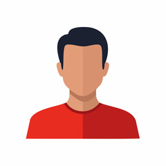 Faceless Male Figure in Red T-Shirt Flat Vector Avatar Icon