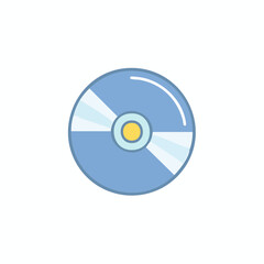 Stylized illustration of a blue compact disc with light sectors and yellow center, isolated in digital format