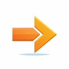 Vibrant three dimensional orange and yellow arrow icon pointing right for digital navigation and progress