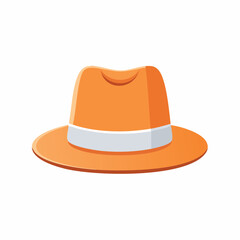 Orange Cartoon Fedora Hat with Gray Band Fashion Accessory Illustration