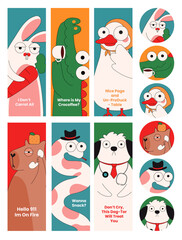 Funny Animal Bookmarks. Round Animal Bookmark.