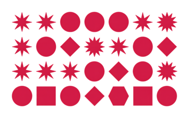 Red Geometric Shapes Arranged on Black Background circle