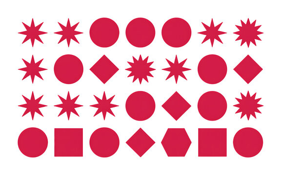 Red Geometric Shapes Arranged on Black Background circle