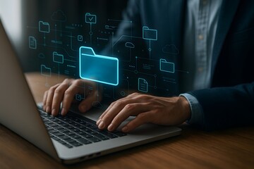 Cloud network of folders showing collaboration and file synchronization