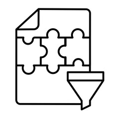 Picked file of puzzle game thin line icon, data hoarding concept. Vector graphics. File of media content with arrange button sign on white background, style icon mobile or web design.