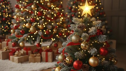 Festive Christmas Tree with Sparkling Ornaments