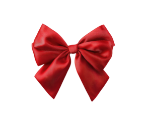 A luxurious red satin bow, elegantly tied with smooth, lustrous fabric