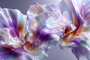 Naklejka premium Colorful iridescent flowers with delicate petals in soft light setting