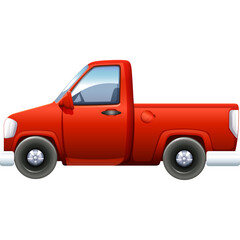 Classic Red Pickup Truck Side View Isolated on Transparent Background Clean Simple Vector Illustration Transportation Automotive Industry Auto Classic Car