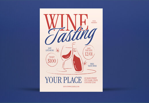 Red Handrawn Wine Tasting Flyer Us Letter Layout