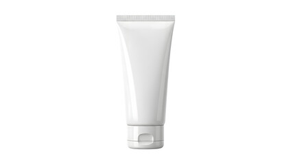 Clean White Cosmetic Tube with Cap on transparent Background Product Mockup
