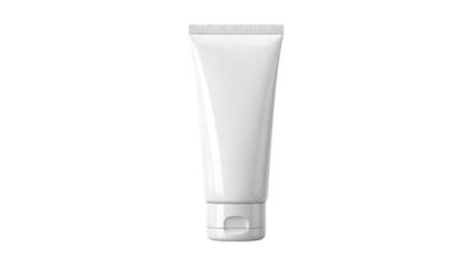 Clean White Cosmetic Tube with Cap on transparent Background Product Mockup
