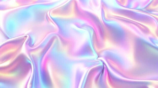 Seamlessly looping iridescent and holographic foil flowing in a pearlescent and opalescent fashion