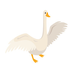 Farm animal isometric. Domestic animal in 3d flat back and front view. Cute game character of goose. Vector icon