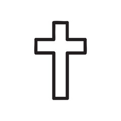 Obraz premium A simple black outline of a christian cross stands prominently on a completely white background symbolizing faith