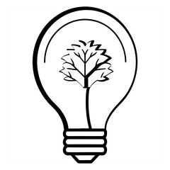 light bulb with green leaves
