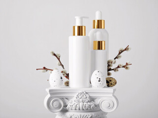 Naklejka premium Isolated plastic snowman with Christmas decoration and a red coffee machine on a white background