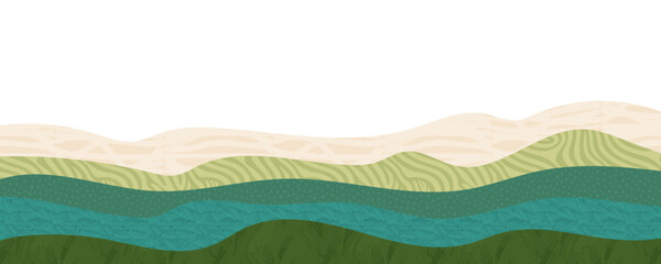 Naklejka premium Sustainability and environmental green textured background for eco banner. World environment day template. Agriculture horizontal landscape, ecological header layout, rural panorama. Sustain nature