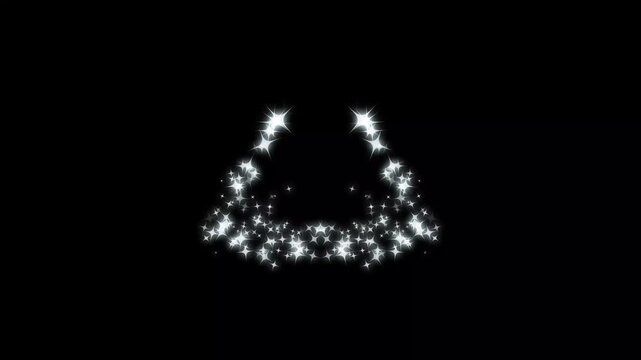 Twinkle star glitter sparkle with triangle shape, luxury white glitter sparkles line trail, magic sparkles glitter line stars, christmas stars isolated on a black screen, glitter stars overlay. 4K