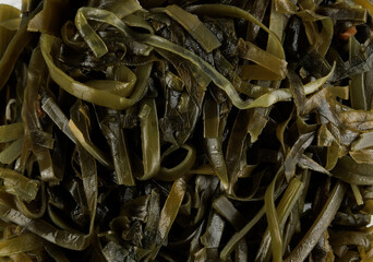 Seaweed background. Seaweed salad. Close-up.