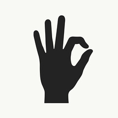 Obraz premium Ok sign hand on a neutral background shows approval, signaling all correct, conveying everything is fine. Ok sign in dark silhouette, presenting consent and agreement.