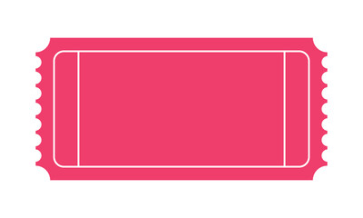 Vector Graphic Pink Blank Ticket Illustration with Simple Frame Symbol, Isolated Minimal Coupon Pass Template Design for Business Signs and Event Collection