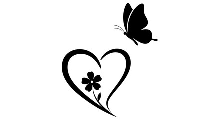 Elegant butterfly design with heart and flower, perfect for invitations