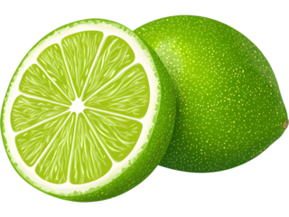Fresh lime isolated on transparent background. Ideal for citrus, drink, and tropical fruit design.