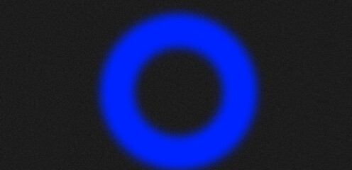 Radiant blue neon ring with grain texture on abstract background