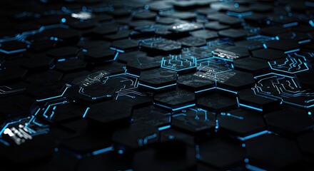 Fototapeta premium Abstract digital hexagon pattern background with illuminated circuits
