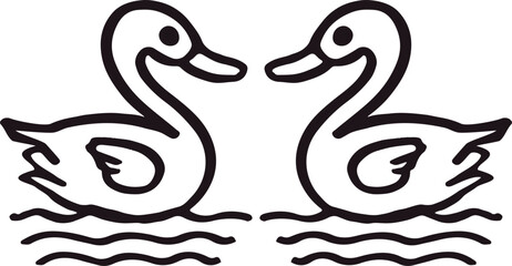 Symmetrical Outline Ducks on Water