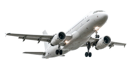 Detailed rendering of a passenger airplane taking off on transparent background