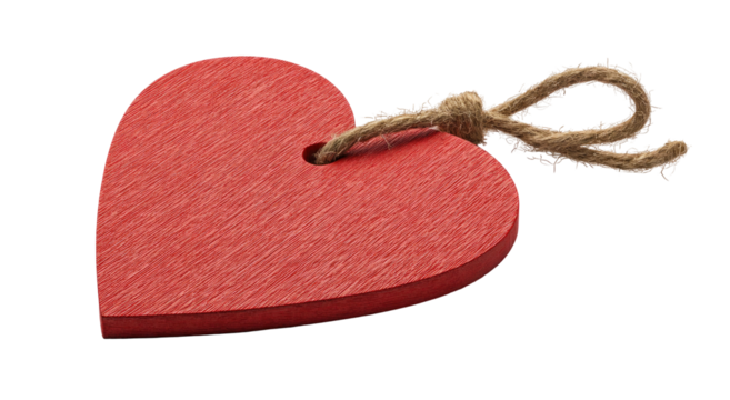 A detailed red heart with twine string isolated on transparent background - Powered by Adobe