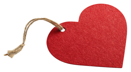 A sparkling red heart with twine perfect for designs on transparent background