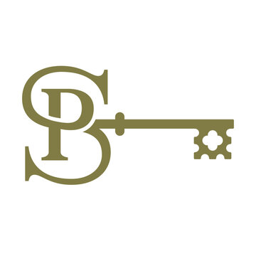 The letters S and P form a key in golden color