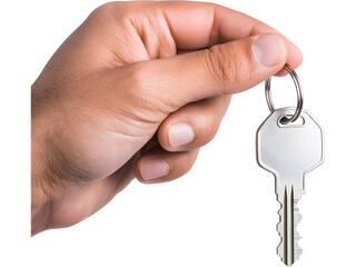 Hand holding car key isolated on transparent background. Perfect for driving, rental, and automotive design.