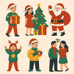 Trendy Christmas Themes Vector Illustration Festive Patterns for Holiday Designs