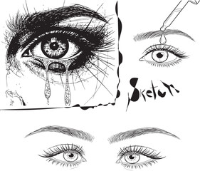 “Dreamy Eye Sketch Aesthetic – Trendy Hand-Drawn Portrait Art, Minimalist Pencil Illustration, Soft Fantasy Sketch, Creative Line Art Design for Parlor, Wall Decor & Modern Artistic Concepts”