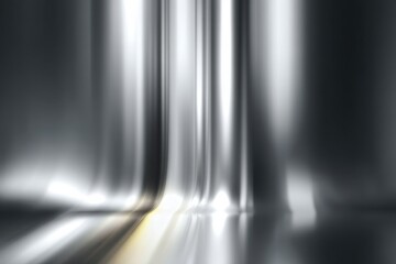 Abstract blurred silver gradient background with dynamic light reflections