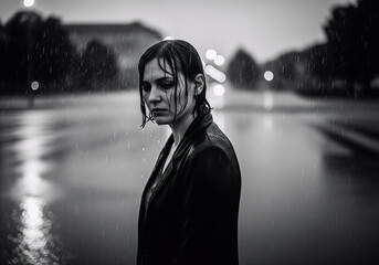 Black and White Portraits with Intense Expressions in the Rain