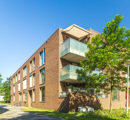 a residence buildings in Funenpark, summer Amsterdam