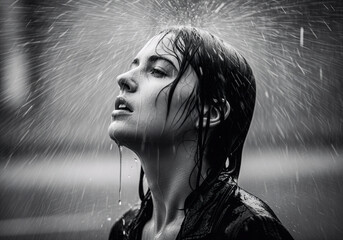Dramatic Portraits in the Rain in Black and White