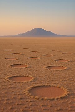 Endless fairy circles across level desert