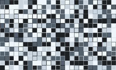 Abstract grayscale mosaic pattern.  Modern geometric design with varying shades of gray and white squares. Perfect for backgrounds, website banners, or techthemed projects.